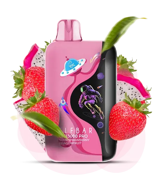 Elf Bar GH 33000 Pro Sour Strawberry Dragonfruit - Кислая клубника пита - фото оригинального Эльф Бар с доставкой по Украине