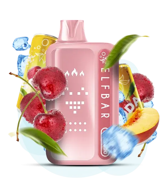 Elf Bar BC 45000 Cherry Peach Soda - Вишнево-персиковая газировка - фото оригинального Эльф Бар с доставкой по Украине