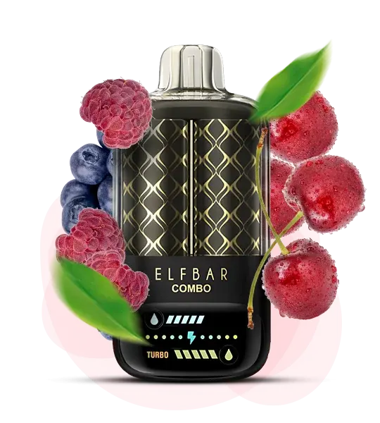 Elf Bar Combo 25000 Blueberry Sour Raspberry & Cherry - Кислая малина и Вишня, Черника, Черника - купить в Киеве с доставкой по Украине